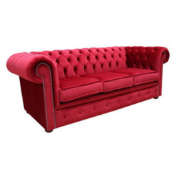 Chesterfield 3 Seater Malta Red Velvet Sofa Custom Made In Classic Style - thumbnail 2