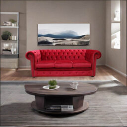 Chesterfield 3 Seater Malta Red Velvet Sofa Custom Made In Classic Style - thumbnail 5