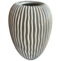 Wyld Haus Earthen Collection Large Striped White Ceramic Vase - thumbnail 2
