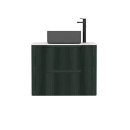 Royal Bathrooms Avenza 600mm Deep Moss Green Wall Hung Bathroom Countertop Vanity Unit 2 Drawer With Art Square Basin - thumbnail 6