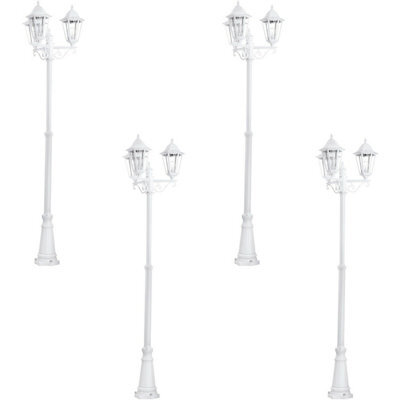 Set Of 4 Ip44 Outdoor Bollard Lights - Modern White Aluminium 3-Arm Lanterns With 60W E27 Bulbs - image 1