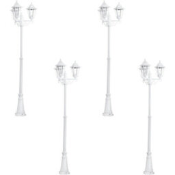 Set Of 4 Ip44 Outdoor Bollard Lights - Modern White Aluminium 3-Arm Lanterns With 60W E27 Bulbs - thumbnail 1