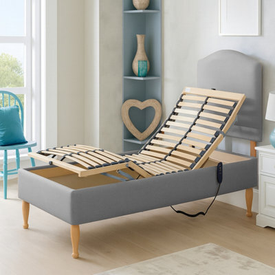 Electric Adjustable Bed Base With Optional Height Adjustment Legs, Silver