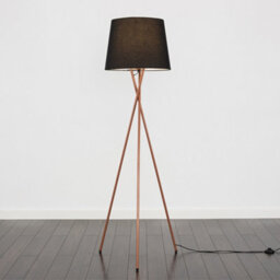 Valuelights Camden Copper Tripod Floor Lamp With Black Tapered Shade And Bulb - thumbnail 4