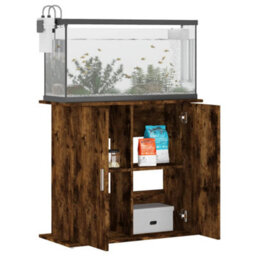 Walplus Smoked Oak Aquarium Stand 81X36X73 Cm Engineered Wood - Fish Tank Cabinet With Storage - thumbnail 4
