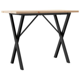 Berkfield Dining Table X-Frame 100X50X75.5 Cm Solid Wood Pine And Steel - thumbnail 6