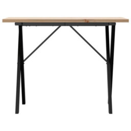 Berkfield Dining Table X-Frame 100X50X75.5 Cm Solid Wood Pine And Steel - thumbnail 4