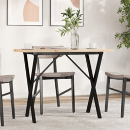 Berkfield Dining Table X-Frame 100X50X75.5 Cm Solid Wood Pine And Steel