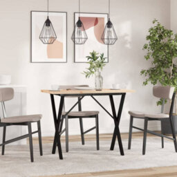 Berkfield Dining Table X-Frame 100X50X75.5 Cm Solid Wood Pine And Steel - thumbnail 3