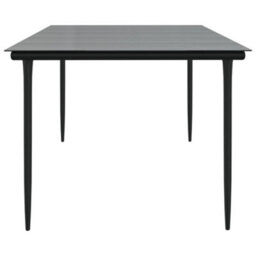 Berkfield Garden Dining Table Black 200X100X74Cm Steel And Tempered Glass - thumbnail 4