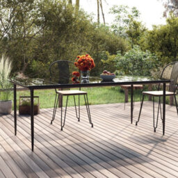 Berkfield Garden Dining Table Black 200X100X74Cm Steel And Tempered Glass