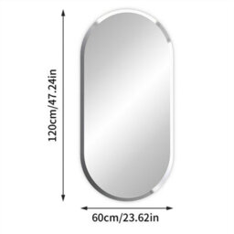 Artloge 120Cm Frameless Wall Mirror Oblong Beveled Bathroom Mirror Shatterproof Beveled Polished - thumbnail 2