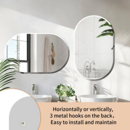 Artloge 120Cm Frameless Wall Mirror Oblong Beveled Bathroom Mirror Shatterproof Beveled Polished - thumbnail 4