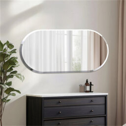 Artloge 120Cm Frameless Wall Mirror Oblong Beveled Bathroom Mirror Shatterproof Beveled Polished - thumbnail 7