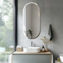 Artloge 120Cm Frameless Wall Mirror Oblong Beveled Bathroom Mirror Shatterproof Beveled Polished - thumbnail 8
