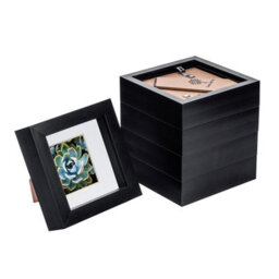 "Nicola Spring 4 X 4"" Photo Frames - Black/white Mount - 3D Picture Frame Box Portrait Display Case (12.5 X 12.5Cm) Set Of 5" - thumbnail 1