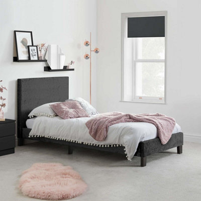 Single Bed Frame & Mattress Black Velvet Fabric Birlea Sleepsoul Paris 3Ft - image 1
