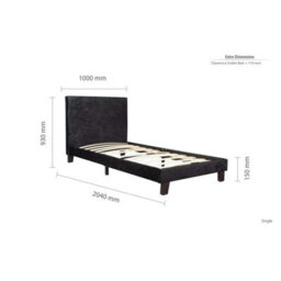 Single Bed Frame & Mattress Black Velvet Fabric Birlea Sleepsoul Paris 3Ft - thumbnail 7