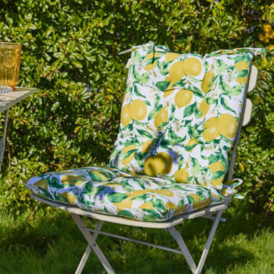 Dibor Set Of 2 Lemon Patterned Summer Outdoor Garden Chair Seat Pad Cushions