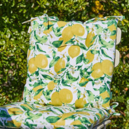 Dibor Set Of 2 Lemon Patterned Summer Outdoor Garden Chair Seat Pad Cushions - thumbnail 2