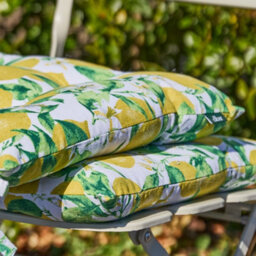 Dibor Set Of 2 Lemon Patterned Summer Outdoor Garden Chair Seat Pad Cushions - thumbnail 3