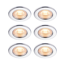 GoodHome Hodgkin Chrome Effect Fixed Led Fire-Rated Warm White Downlight Ip65, Pack Of 6