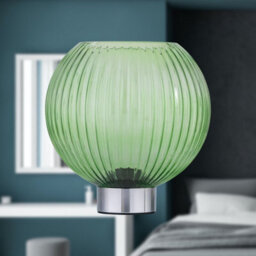 First Choice Lighting Set Of 2 Betchley - Battery Operated Chrome Lamp With Green Glass - thumbnail 6