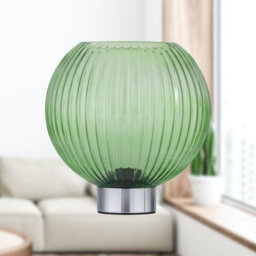 First Choice Lighting Set Of 2 Betchley - Battery Operated Chrome Lamp With Green Glass - thumbnail 7