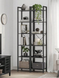 LEDREM 6-Tier Bookshelf, Bookcase, Shelving Unit,30 X 40 X 187.5 Cm, Industrial - thumbnail 2