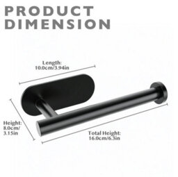 Kokoma Self-Adhesive Toilet Paper Roll Holder For Bathroom, Black - thumbnail 3
