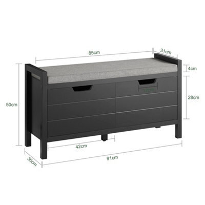 Sobuy Fsr63-Ii-Sch, Shoe Bench Shoe Rack Shoe Cabinet Hallway Storage Bench With Seat Cushion, Black,w91Xd30Xh50 - image 1