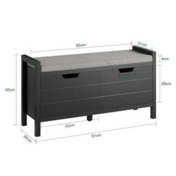 Sobuy Fsr63-Ii-Sch, Shoe Bench Shoe Rack Shoe Cabinet Hallway Storage Bench With Seat Cushion, Black,w91Xd30Xh50 - thumbnail 3