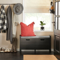 Sobuy Fsr63-Ii-Sch, Shoe Bench Shoe Rack Shoe Cabinet Hallway Storage Bench With Seat Cushion, Black,w91Xd30Xh50 - thumbnail 2