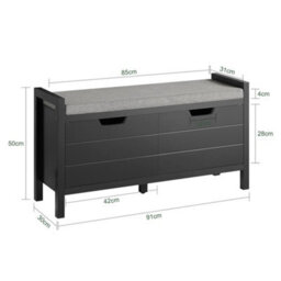 Sobuy Fsr63-Ii-Sch, Shoe Bench Shoe Rack Shoe Cabinet Hallway Storage Bench With Seat Cushion, Black,w91Xd30Xh50
