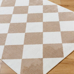 Livabliss Lillian-Washable White Bown Geometric Diamond Pattern Living Dining Rug 200 X 275 Cm Easy Care, Non Shedding - thumbnail 6