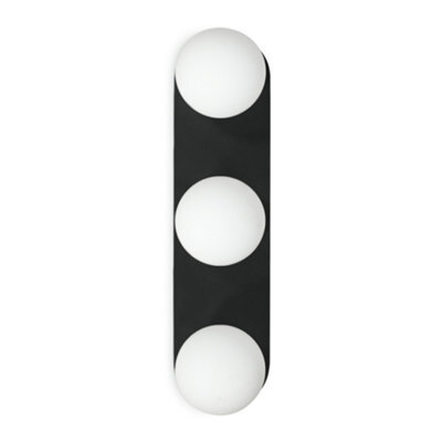 Valuelights Orbital Matte Black 3 Way Opal Glass Ip44 Bathroom Flush Wall Ceiling Light - image 1