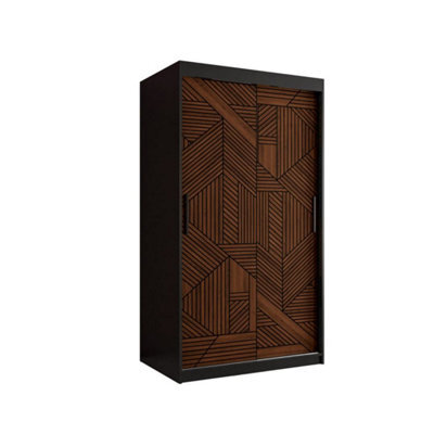 Arte Modern Marsylia I Sliding Door Wardrobe W1000mm H2000mm D620mm - Black & Dark Walnut, Stylish Design, Efficient Storage - image 1