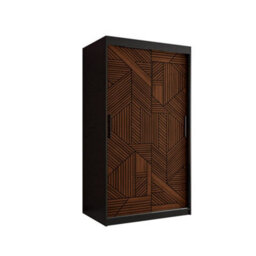 Arte Modern Marsylia I Sliding Door Wardrobe W1000mm H2000mm D620mm - Black & Dark Walnut, Stylish Design, Efficient Storage - thumbnail 1
