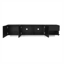Abrihome Black High-Gloss Tv Unit With White Legs, Minimalist Cabinet With Doors & Drawers, Modern Media Storage For Living Rooms - thumbnail 2