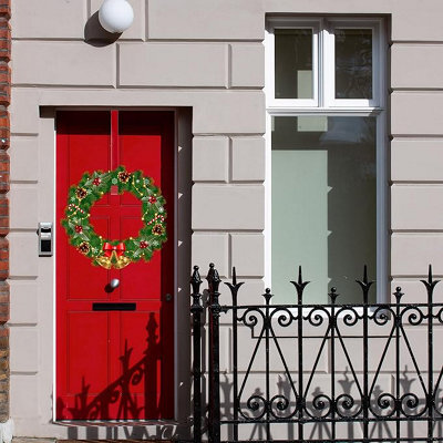 Shatchi 38Cm Metal Wreath Hanger Red - Adds A Festive Touch To Any Door - image 1