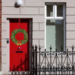 Shatchi 38Cm Metal Wreath Hanger Red - Adds A Festive Touch To Any Door - thumbnail 1