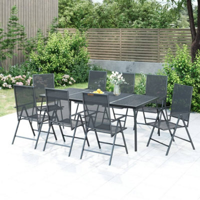 Walplus 9 Piece Garden Outdoor Dining Set Suitable For Backyard, Patio Anthracite Steel - image 1