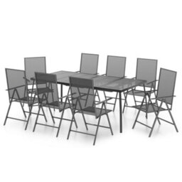 Walplus 9 Piece Garden Outdoor Dining Set Suitable For Backyard, Patio Anthracite Steel - thumbnail 2