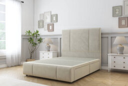 "Comfort Arya Cream Plush Divan Bed Set 2 Drawers Right Side - 54"" Floor Standing & 12"" Footboard 4' Small Double" - thumbnail 3