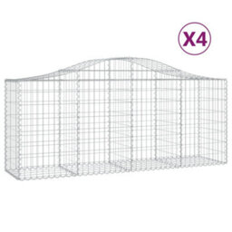 Berkfield Arched Gabion Baskets 4 Pcs 200X50X80/100 Cm Galvanised Iron - thumbnail 2