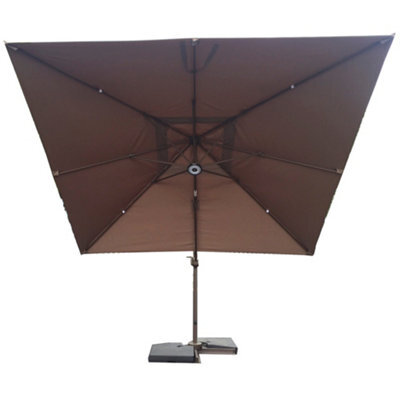 Signature Weave 3.5 X 3.5M Square Cantilever Parasol Sun Shade Umbrella Brown - image 1