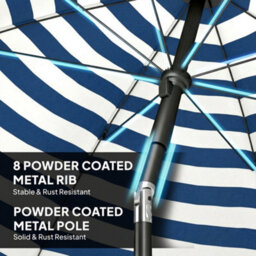 Outsunny 1.8 M Beach Umbrella Parasol With Sand Anchor, Tilt, Blue/white - thumbnail 7