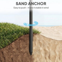 Outsunny 1.8 M Beach Umbrella Parasol With Sand Anchor, Tilt, Blue/white - thumbnail 6