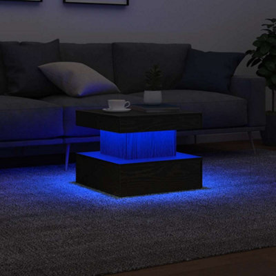 Berkfield Coffee Table With Led Lights Black Oak 50X50X40 Cm - image 1