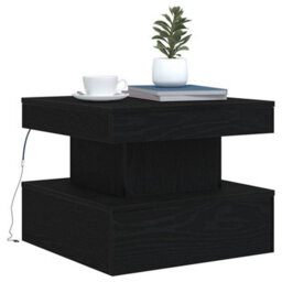 Berkfield Coffee Table With Led Lights Black Oak 50X50X40 Cm - thumbnail 6